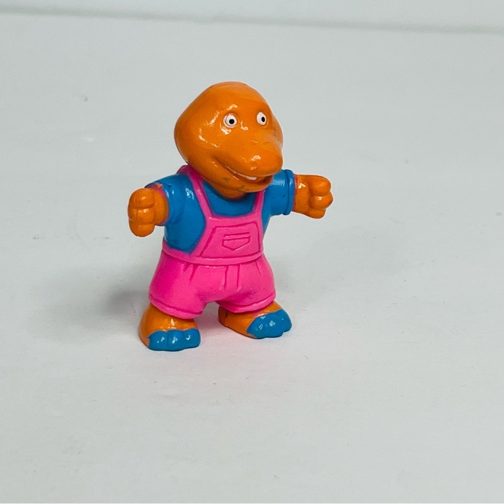 1990s soma toys orange barney style dinosaur pvc cake topper nostalgia